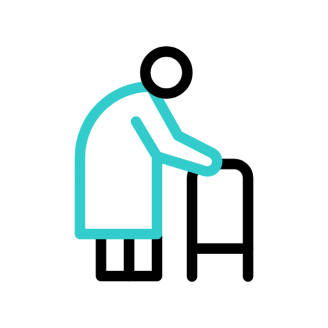 Ist auf Rollator angewiesen